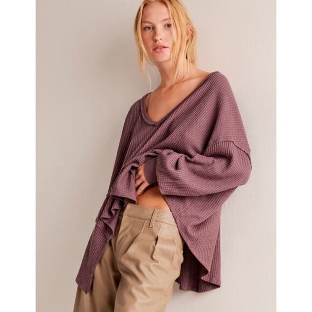 Free People purple waffle knit‎ thermal